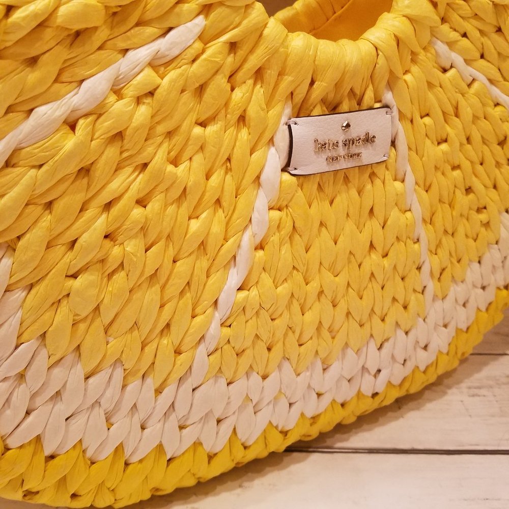 NWT KATE SPADE PICNIC PERFECT LEMON TOTE WICKER - Picture 11 of 12